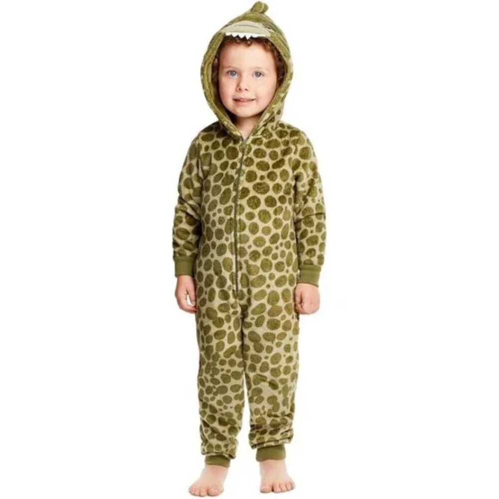 Jellifish Kids Green Dinosaur One Piece Pajamas Boys Size XS